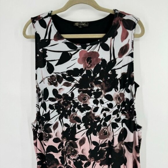 DG2 by Diane Gilman Layered Sleeveless knit Dress Black floral size large - Picture 7 of 12